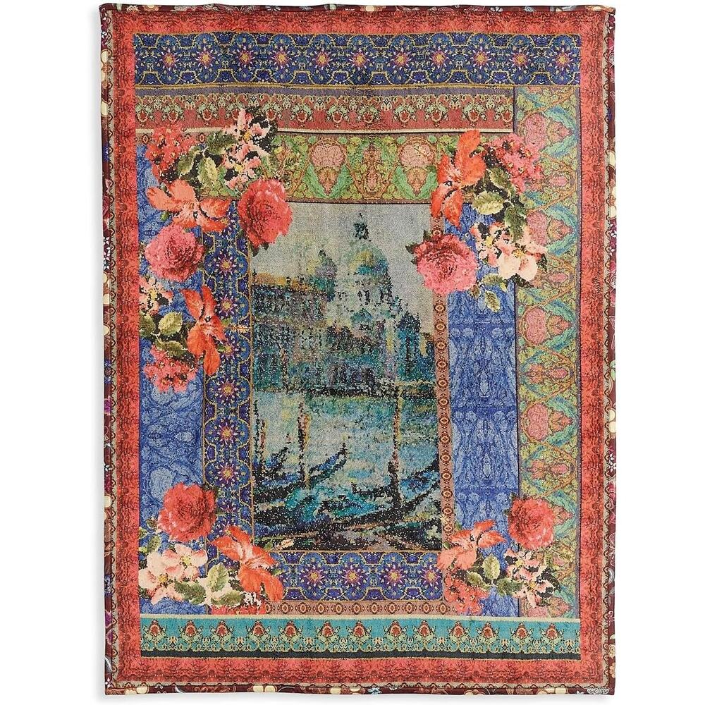 Johnny Was Grand Canal Scarf Print  Reversible Travel Blanket w/ Bag NWT REDUCED